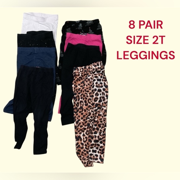 8 PAIR PREVIOUSLY LOVED SIZE 2T GIRLS LEGGINGS - Picture 1 of 5